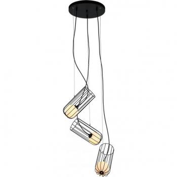 Lámpara colgante moderna Coco Black - Lámpara colgante negra de 3 luces con pantalla negra y blanca, tipo de bombilla G9