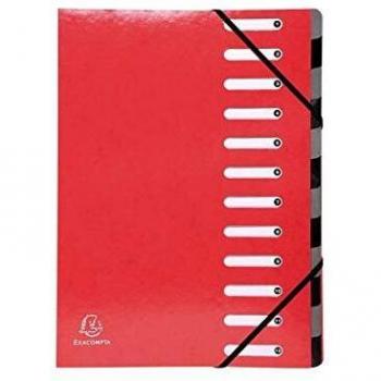 Carpeta Archivadora Iderama Exacompta, 12 Compartimentos, Extensible, Roja