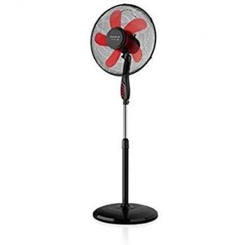Ventilador de Pie Taurus Ponent 16 CR Elegance, 41W, 5 Aspas, Oscilación e Inclinación Ajustable, Negro/Rojo