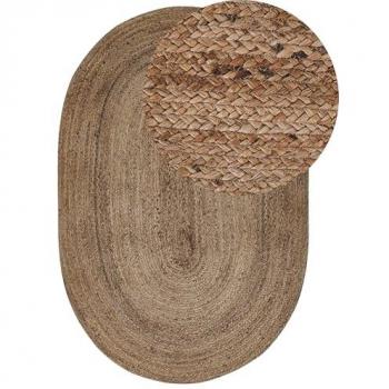 Alfombra de yute trenzada beige 100 x 150 cm adecuada para suelo radiante decoración sala de estar dormitorio