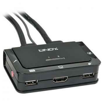Conmutador KVM Compacto HDMI 4K30, USB 2.0 y Audio - 2 Puertos