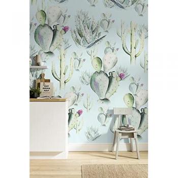 Papel Pintado No Tejido Komar - Cactus Azul - 200 x 250 cm - Ancho de 100 cm