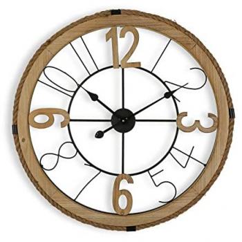 Reloj de Pared Decorativo Versa Flatgap para Cocina, Salón, Comedor o Habitación, Medidas 70 x 4,5 x 70 cm, Material Madera MDF, Color Marrón y Negro