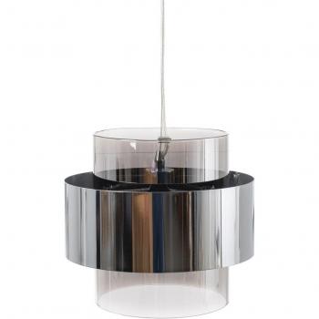 Lámpara de techo cilíndrica de cristal y metal plata Ø 28x120 cm