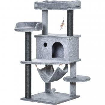 Árbol Rascador para Gatos 48x48x107 cm con Cueva de Fieltro Desmontable Hamaca Camas de Felpa Múltiples Plataformas Postes Rascadores de Sis