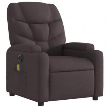 Sillón reclinable de masaje eléctrico tela marrón oscuro, con respaldo y reposabrazos, asiento ajustable, disponible en colores gris claro, gris oscuro y negro