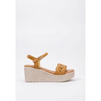 Zapatillas de esparto con cuña para mujer Sandra Fontán Lourdes color amarillo, talla 39