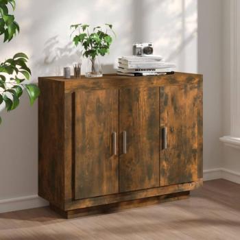 Aparador de roble ahumado 92x35x75 cm de madera multicapa vidaXL