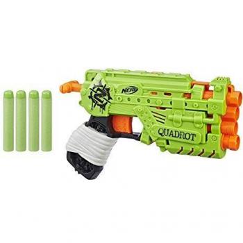 Nerf Zombie Strike Quadrot - Blaster de Juguete con 4 Tiros y Dardos Incluidos