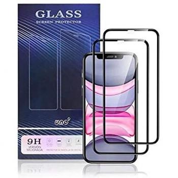 UNO' Protector pantalla 2 Unidades, Protector pantalla cristal templado compatible con iphone 11, Vidrio Templado Ultra Resistent Sin Burbujas, 9H, Antiarañazos, Apto Para Iphone 11 y Iphone XR.