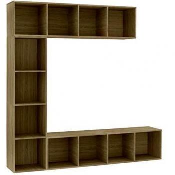 vidaXL Armario para TV/Estantería Libros de 3 Piezas Interior Elegante Práctico Moderno Duradero Resistente Robusto Útil Roble Sonoma 180x30x180cm