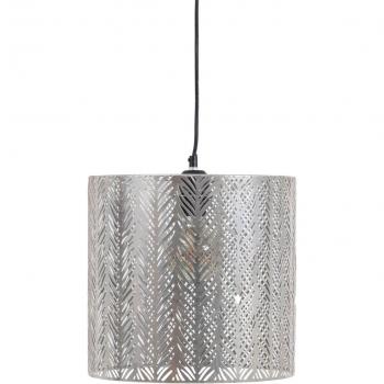 Lámpara de techo Lola Home con tallado de hojas, metal plateada, dimensiones Ø 29x30 cm