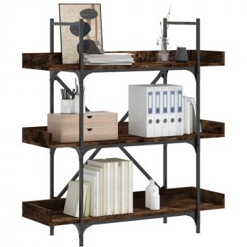 vidaXL Bookcase 3-Tier Smoked Oak 100x33x108.5 cm Engineered Wood