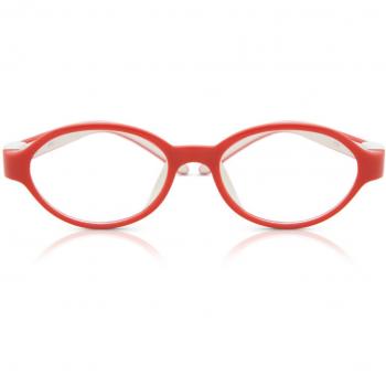 SmartBuy Kids Oval Full Rim Plastic Prescription Glasses - Red - Size 44 - Blue Light Block Available - Free Lenses