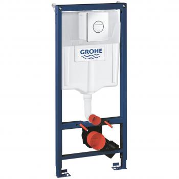Bastidor Grohe Solido 3 en 1 para inodoro suspendido con cisterna y pulsador, altura de instalación 1.13 m, sistema de doble descarga EcoJoy (cromado)