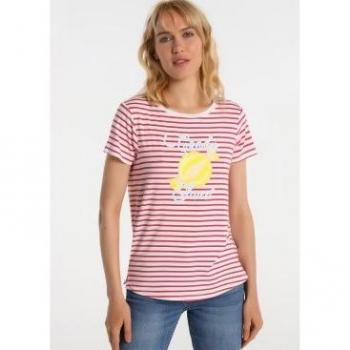 Camiseta de Mujer Lois Jeans con Diseño de Rayas y Gráfica