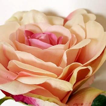 WELLHOME Ramo de Rosa con Tacto Natural de 69 cm con Flor de Ø11 cm en Color Rosa