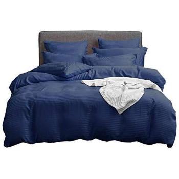 UMI Merryfeel Classic Satin Striped Duvet Cover Set,Brushed Soft Microfiber Bedding.