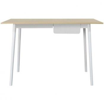 Escritorio Simplify Thinia Home 110x50x75 cm con 1 Cajón, Diseño Nórdico, para Sala de Trabajo o Estudio, Despacho, Oficina, Dormitorio - Color Blanco/N