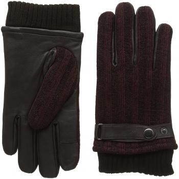 Isotoner Smartouch Mens Rib Marl Back Leather Glove-Guantes Hombre,