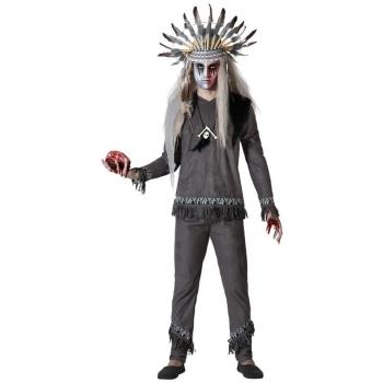 Disfraz de Indio Chamán para hombre con detalles auténticos, incluye túnica, tocado de plumas y accesorios culturales