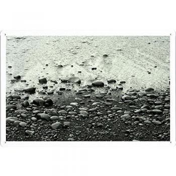 Metal cartel Cartel de chapa Hojalata sesión Stones Coast Water Wave Black-And-White Gloomy 42457 Retro Vintage Pared Decoración by hamgaacaan