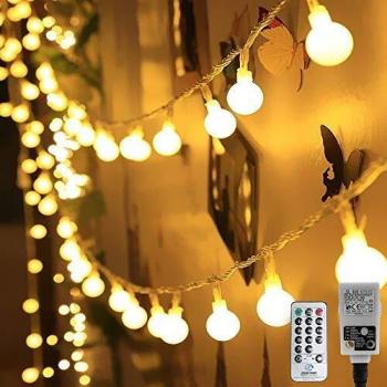 HAUSPROFI Guirnalda de 100 luces LED, 10 m, con mando a distancia, 8 modos de luz y brillo regulable,resistente al agua para interior y exterior, ideal para iluminación de Navidad, decoración