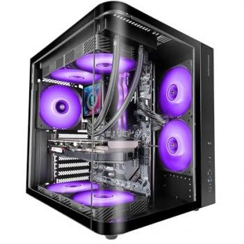 Caja Gaming ATX Mars Gaming MC-CURV, Triple Cristal Templado Curvado, Doble Cámara, USB-C, Color Negro