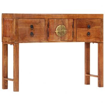 Mesa consola de madera maciza de acacia rugosa 120x32x80 cm color marrón
