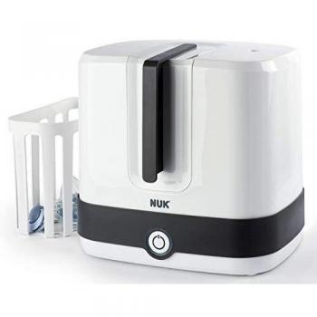 NUK Vario Express Steam Sterilizer for Bottles and Accessories - 6 Bottles Capacity, Automatic Shut-off, Removable Basket and Rods