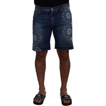 Dolce & Gabbana Blue Denim Cotton Stretch Majolica Shorts - IT44 | XS