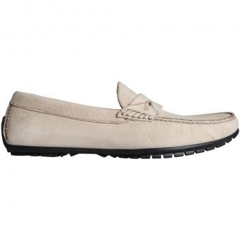Beige Leather Slip Mocassin Loafers Men Shoes - EU40/US7