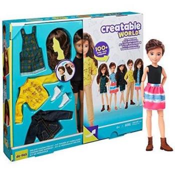 Muñeca Personalizable con Kit Completo, Cabello Castaño, Suéter Amarillo, Juguete para Niños a Partir de 6 Años - GKV46