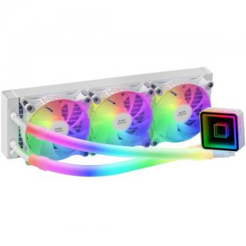 Mars Gaming ML-ULTRA360 Blanco Kit de Refrigeración Líquida para CPU con Iluminación ARGB, TDP 650W, Bomba Óptima, Espejo Infinito, 3 Ventil
