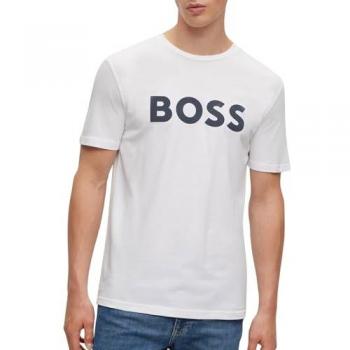 Camiseta de Manga Corta BOSS Thinking 1 Blanca con Logo, Talla XXL para Hombre