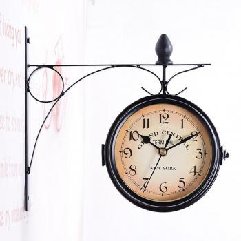 WINOMO Reloj de pared creativo clásico relojes de estilo europeo doble cara monocromo
