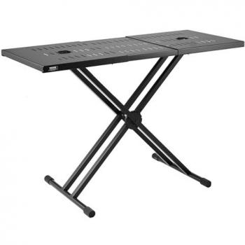 VEVOR Adjustable Height Portable DJ Table Stand, (32-43) x 18 Lightweight Foldable Double-X Laptop and Controller Desk
