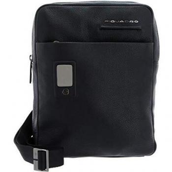 Piquadro Elegant Black Leather Shoulder Bag