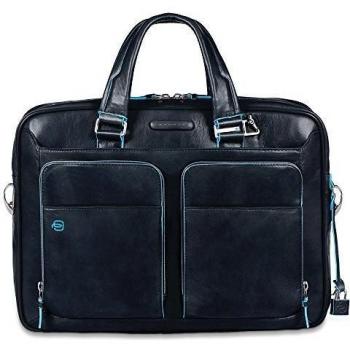 Piquadro Blue Square Briefcase III Leather 39 cm Laptop Compartment Unisex Handbag