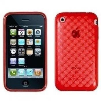 Logotrans Cubic Series - Carcasa de silicona protector de pantalla para iPhone 3G y 3Gs color rojo