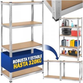 Estantería Metálica de Acero Tectake - Estante Industrial Ajustable para Trastero, Anaqueles con Esquinas Redondeadas y Carga Máxima de 360 kg - Dimensiones 160 x 80 x