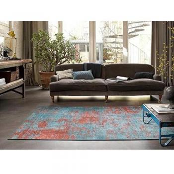Alfombra Wecon Home Hot Spring, rectangular, 6 mm de altura, estampado digital azul y ladrillo, 130x190 cm