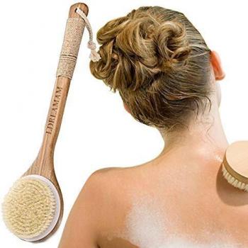 Cuerpo Cepillo, Cepillo Espalda Ducha, Suave Natural Cerdas Cepillo y Desmontable Mango Largo, Limpiar Espalda y Euerpo, Exfoliación, Masajee, SPA, Anti celulitis, Obtener Piel Suave