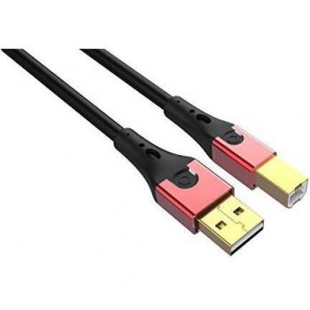 Cable USB 2.0 Oehlbach 1.00 m con conectores USB-A y USB-B, color rojo/negro, contactos dorados