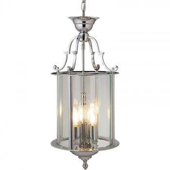 Lámpara colgante Bevelled Lantern de 25 cm, cromo y cristal