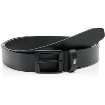 Tommy Hilfiger Men's Leather Belt ADAN 3.5 cm with Logo Detail, Size 85 - Black