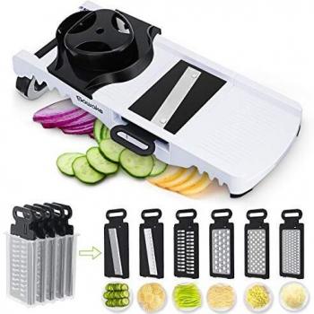 SAWAKE 6 en 1 Mandolina de Cocina, Multifuncional Cortador de verdura Adjustable, Foldable Mandolina Verduras Slicer Rallador Cortador para Frutas, Zanahoria, Papa, Tomate