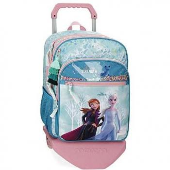 Frozen Mochila Escolar Find Your Strenght con Carro, 32x42x13 cm, Azul