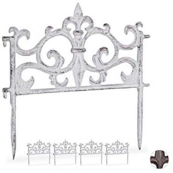 Vallas de Jardín Vintage de Hierro, Delimitadores Decorativos, 5 Unidades, 27x27 cm, Blanco