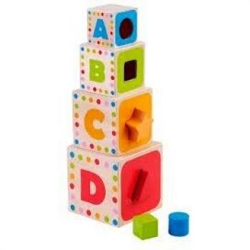 Torre de Encaje Apilable Cuatro Piezas en Madera
